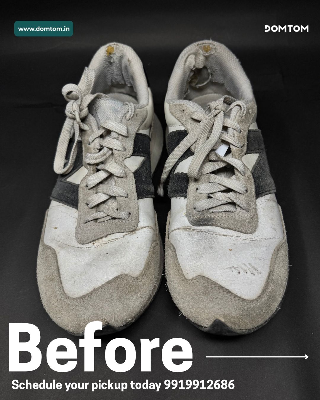 Shoes before DomTom cleaning — pair base